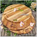 Cutting board butcher block STRIPES ROUND 40x3cm +/-2.8kg talenan kayu jati Jepara